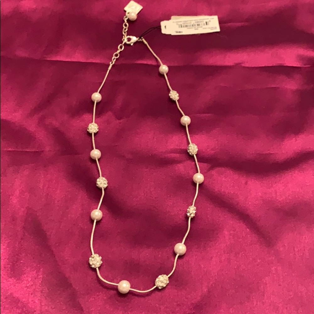 Anne Klein Pearl and Rhinestone Ball Necklace